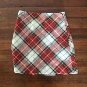 H&M Red Plaid Mini Skirt